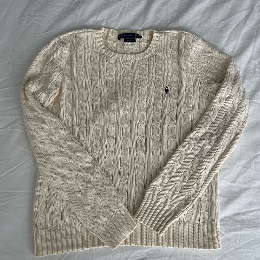 Ralph Lauren Women’s Cream Cableknit Sweater